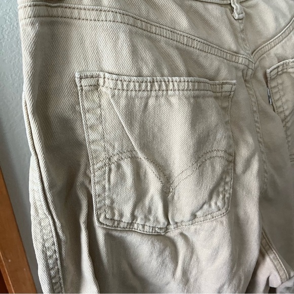LEVIS sz 29 HIGH WAISTED Wide Leg Crop Khaki Color Jeans Cargo Pockets - Picture 10 of 10